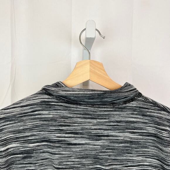 T by TALBOTS Size XL Snap Mock Turtleneck Top Thermal Pullover Spacedye Gray - Picture 8 of 11